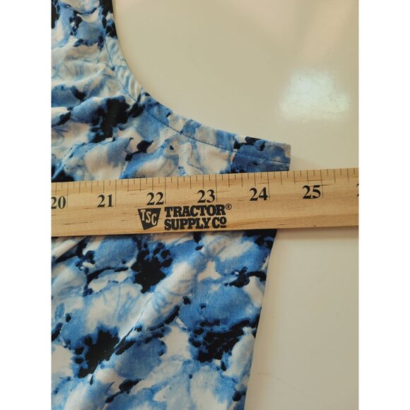 Charter Club Blouse Womens Size 3X Blue Floral Sleeveless Cowl Neck Top - Picture 4 of 8